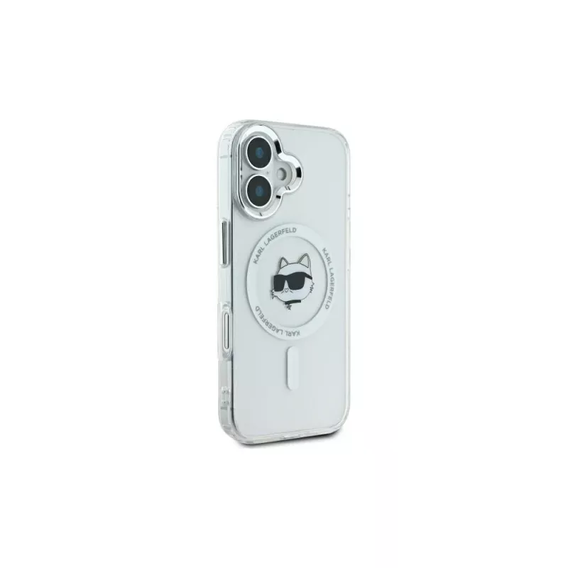 Karl Lagerfeld KLHMP16MHLSCHH Capa rígida IML Metal Choupette Head MagSafe branca para iPhone 16 Plus 6.7