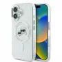 Karl Lagerfeld KLHMP16SHLSKCH Capa rígida IML Metal Karl & Choupette Head MagSafe branca para iPhone 16 6,1 polegadas