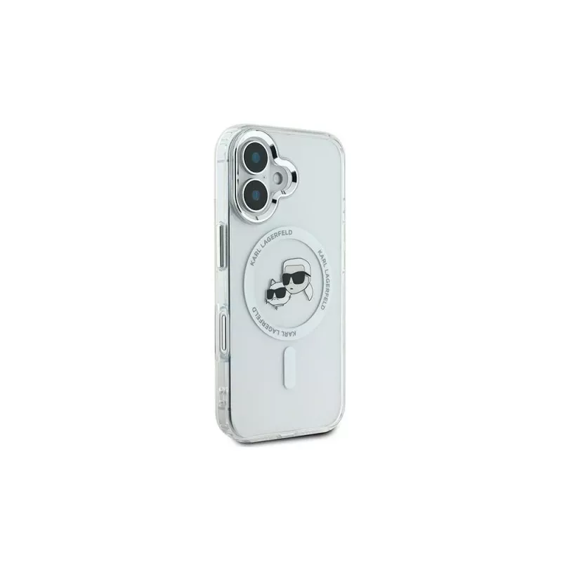 Karl Lagerfeld KLHMP16MHLSKCH Capa rígida IML Metal Karl & Choupette Head MagSafe branca para iPhone 16 Plus 6.7