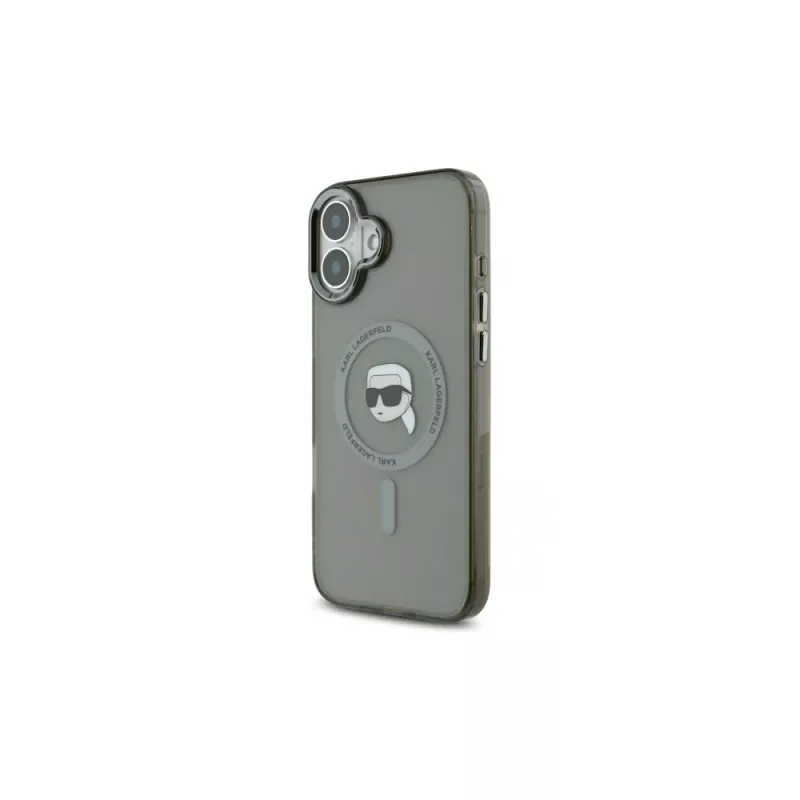 Karl Lagerfeld KLHMP16MHLSKIK Capa rígida IML Metal Karl Head MagSafe preta para iPhone 16 Plus 6,7 polegadas