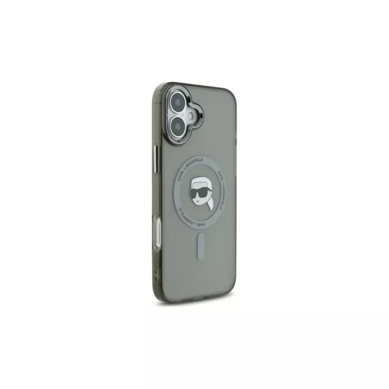 Karl Lagerfeld KLHMP16MHLSKIK Capa rígida IML Metal Karl Head MagSafe preta para iPhone 16 Plus 6,7 polegadas