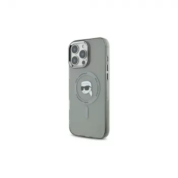 Karl Lagerfeld KLHMP16LHLSKIK Capa rígida IML Metal Karl Head MagSafe preta para Apple iPhone 16 Pro 6,3 polegadas