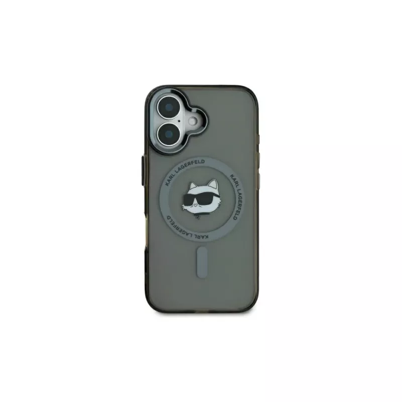 Karl Lagerfeld KLHMP16SHLSCHK Capa rígida IML Metal Choupette Head MagSafe preta para iPhone 16 6.1