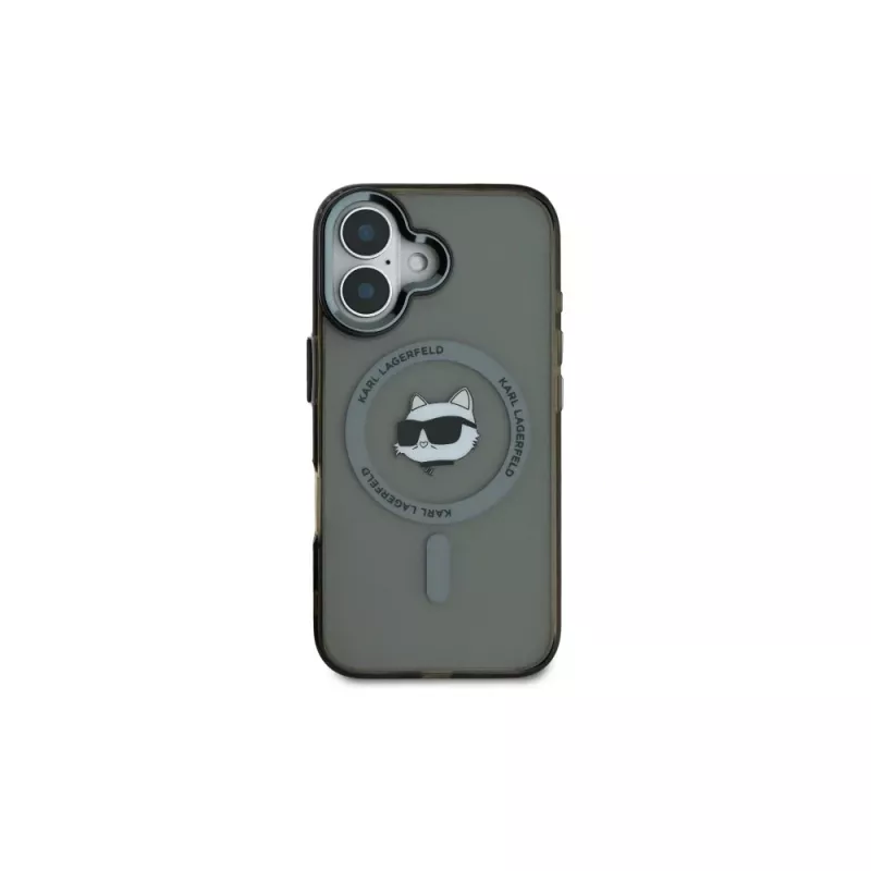 Karl Lagerfeld KLHMP16MHLSCHK Capa rígida IML Metal Choupette Head MagSafe preta para iPhone Plus 6,7