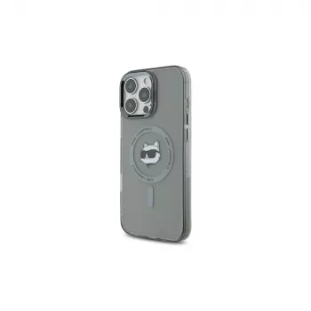Karl Lagerfeld KLHMP16LHLSCHK Capa rígida IML Metal Choupette Head MagSafe preta para iPhone 16 Pro 6,3