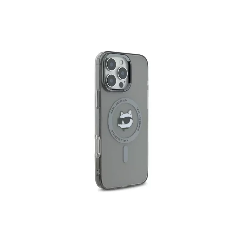 Karl Lagerfeld KLHMP16LHLSCHK Capa rígida IML Metal Choupette Head MagSafe preta para iPhone 16 Pro 6,3
