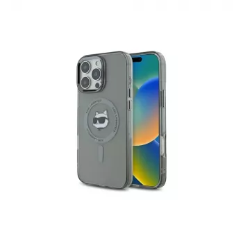 Karl Lagerfeld KLHMP16XHLSCHK Capa rígida IML Metal Choupette Head MagSafe preta para iPhone 16 Pro Max 6,9 polegadas