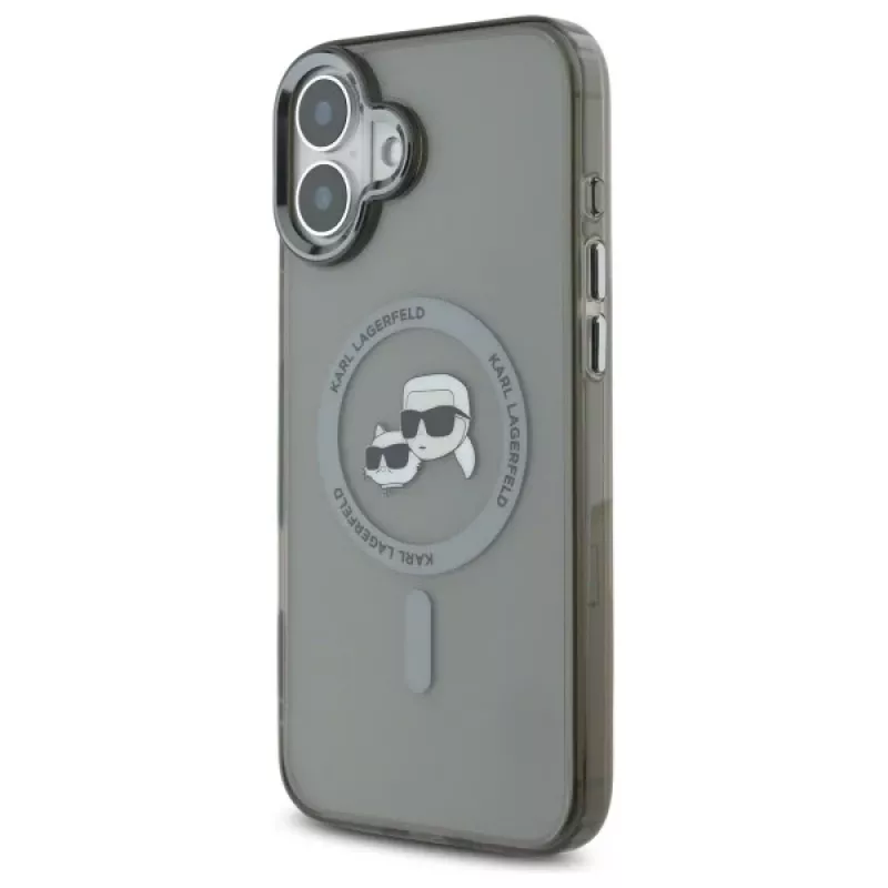 Karl Lagerfeld KLHMP16MHLSKCK capa rígida IML Metal Karl & Choupette Head MagSafe para Apple iPhone 16 Plus de 6,7 polegadas, preta