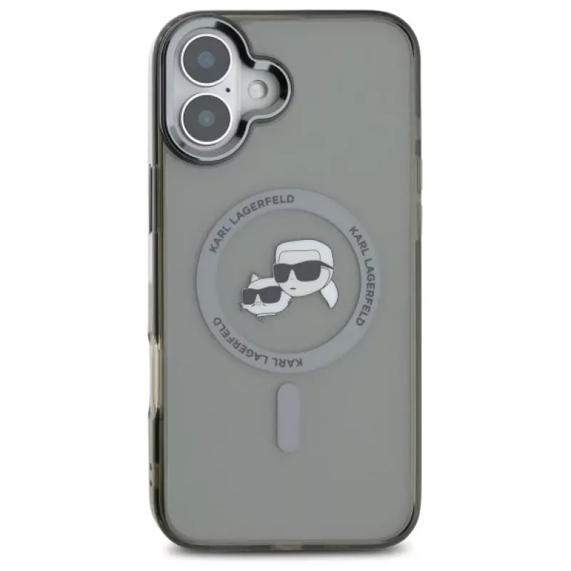 Karl Lagerfeld KLHMP16MHLSKCK capa rígida IML Metal Karl & Choupette Head MagSafe para Apple iPhone 16 Plus de 6,7 polegadas, preta