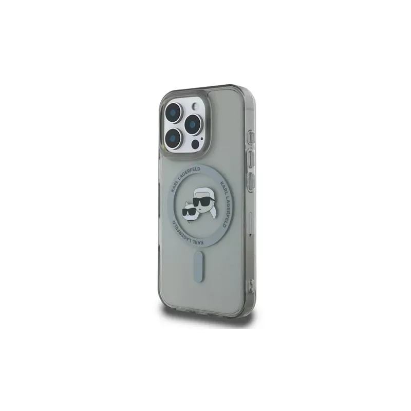 Karl Lagerfeld KLHMP16LHLSKCK Capa rígida IML Metal Karl & Choupette Head MagSafe preta para iPhone 16 Pro 6,3 polegadas