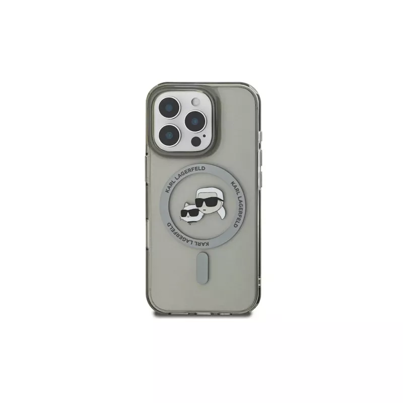 Karl Lagerfeld KLHMP16LHLSKCK Capa rígida IML Metal Karl & Choupette Head MagSafe preta para iPhone 16 Pro 6,3 polegadas
