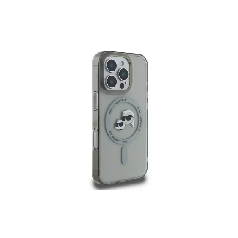 Karl Lagerfeld KLHMP16LHLSKCK Capa rígida IML Metal Karl & Choupette Head MagSafe preta para iPhone 16 Pro 6,3 polegadas