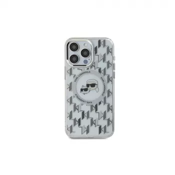 Karl Lagerfeld KLHMP16SHMCKMHT Capa IML Monogram Karl & Choupette Head MagSafe transparente para iPhone 16