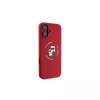 Karl Lagerfeld KLHMP16SSCMKCRHR Capa de silicone para iPhone 16 6,1 polegadas com anel Karl & Choupette e MagSafe vermelha