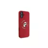 Karl Lagerfeld Capa rígida de silicone para iPhone 16 Plus 6,7 polegadas com anel Karl & Choupette MagSafe - vermelha