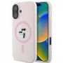 Karl Lagerfeld KLHMP16SSCMKCRHP Capa rígida de silicone MagSafe para Apple iPhone 16 6,1 polegadas rosa Karl & Choupette