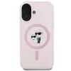 Karl Lagerfeld KLHMP16SSCMKCRHP Capa rígida de silicone MagSafe para Apple iPhone 16 6,1 polegadas rosa Karl & Choupette