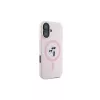 Karl Lagerfeld Capa rígida de silicone para iPhone 16 Plus 6,7 polegadas com anel e MagSafe - rosa