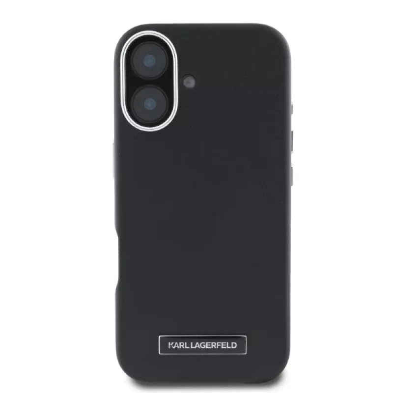 Karl Lagerfeld KLHMP16SPGMSRPK Capa rígida preta para iPhone 16 6,1 polegadas com placa metálica MagSafe