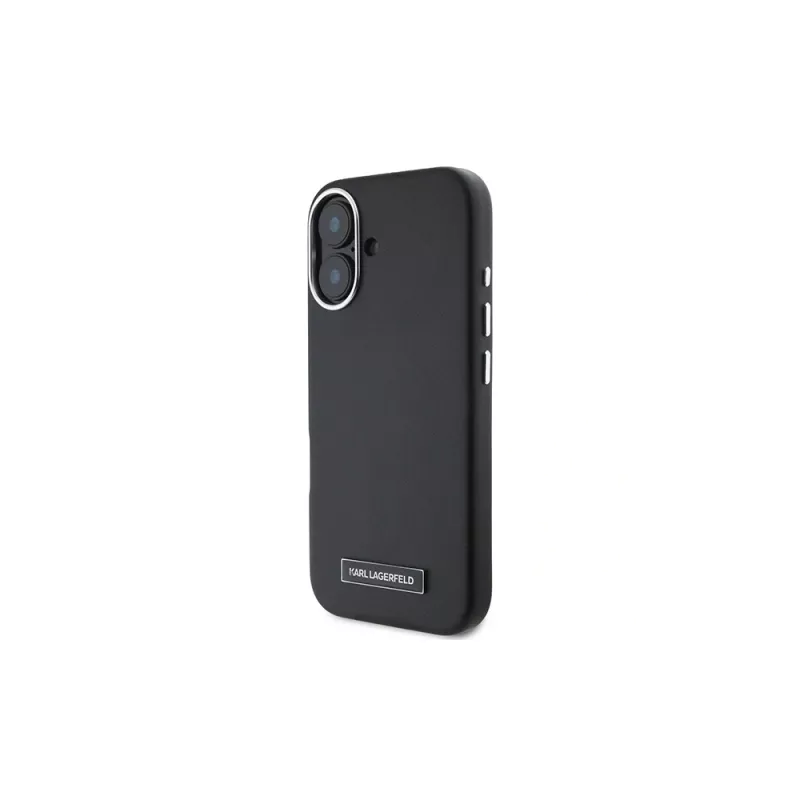 Karl Lagerfeld KLHMP16MPGMSRPK Capa rígida para iPhone 16 Plus 6,7 com placa metálica, MagSafe – preta