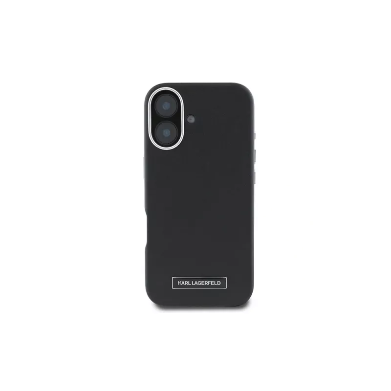 Karl Lagerfeld KLHMP16MPGMSRPK Capa rígida para iPhone 16 Plus 6,7 com placa metálica, MagSafe – preta