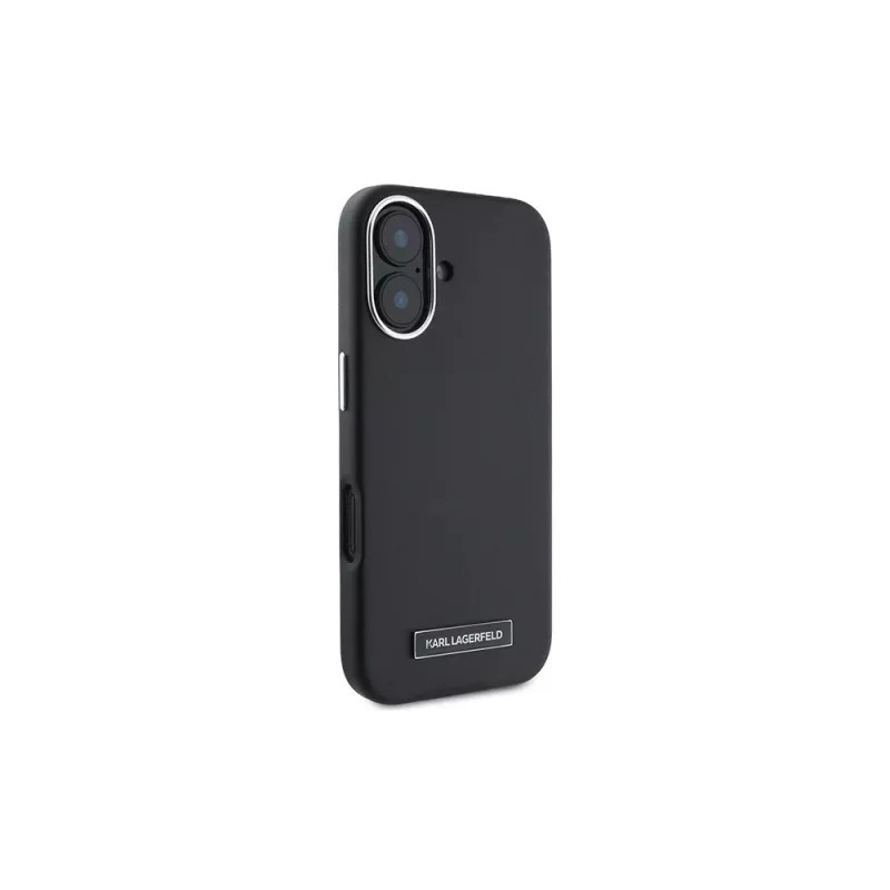 Karl Lagerfeld KLHMP16MPGMSRPK Capa rígida para iPhone 16 Plus 6,7 com placa metálica, MagSafe – preta