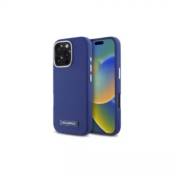 Karl Lagerfeld KLHMP16LPGMSRPB Capa rígida Metal Plate MagSafe para iPhone 16 Pro 6,3 azul