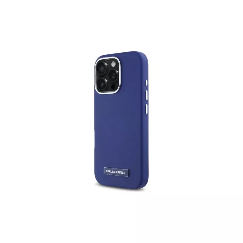 Karl Lagerfeld KLHMP16LPGMSRPB Capa rígida Metal Plate MagSafe para iPhone 16 Pro 6,3 azul