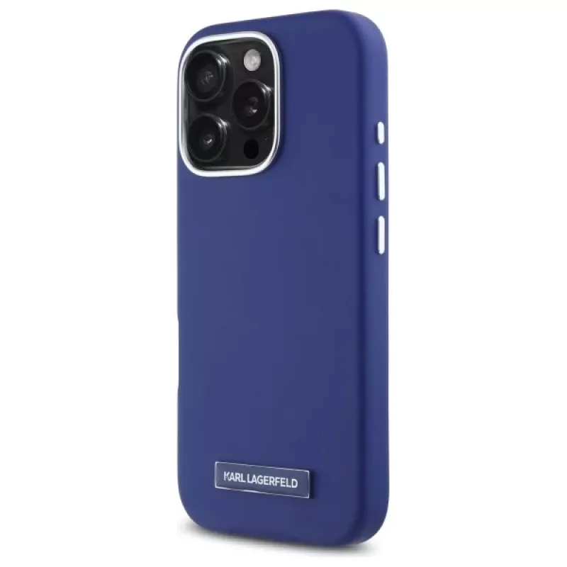 Karl Lagerfeld KLHMP16XPGMSRPB Capa rígida FW Metal Plate MagSafe para iPhone 16 Pro Max 6,9 azul