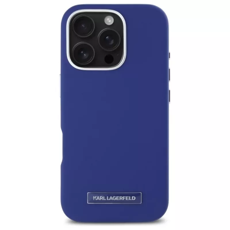 Karl Lagerfeld KLHMP16XPGMSRPB Capa rígida FW Metal Plate MagSafe para iPhone 16 Pro Max 6,9 azul