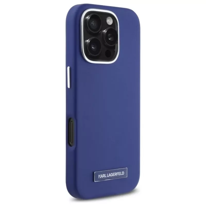 Karl Lagerfeld KLHMP16XPGMSRPB Capa rígida FW Metal Plate MagSafe para iPhone 16 Pro Max 6,9 azul