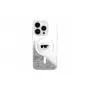 Karl Lagerfeld Capa MagSafe Liquid Glitter Karl Head para iPhone 16 Pro transparente