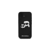 Karl Lagerfeld KLHMP16SSKCHPPLK Capa rígida de silicone preta para iPhone 16 6,1 Double Heads Print MagSafe
