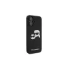 Karl Lagerfeld KLHMP16SSKCHPPLK Capa rígida de silicone preta para iPhone 16 6,1 Double Heads Print MagSafe
