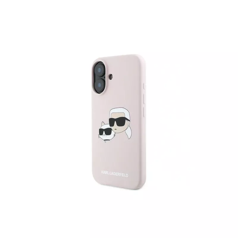 Karl Lagerfeld KLHMP16MSKCHPPLP Capa rígida de silicone rosa para iPhone 16 Plus 6,7 polegadas com Double Heads Print e MagSafe