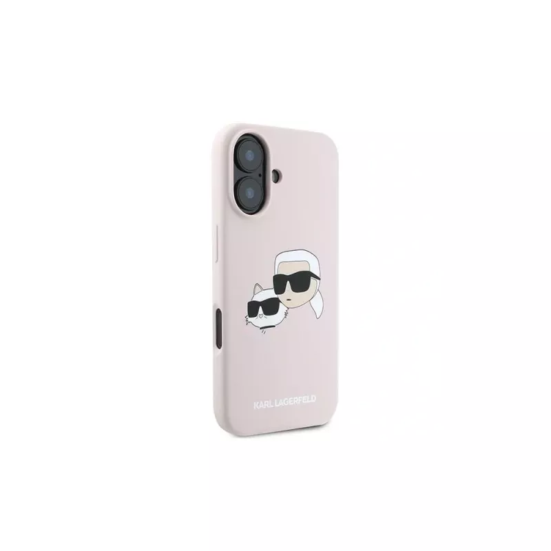 Karl Lagerfeld KLHMP16MSKCHPPLP Capa rígida de silicone rosa para iPhone 16 Plus 6,7 polegadas com Double Heads Print e MagSafe