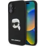 Karl Lagerfeld KLHMP16SSKHPPLK Capa rígida de silicone preta para iPhone 16 6,1 com Karl Head Print e MagSafe