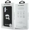 Karl Lagerfeld KLHMP16SSKHPPLK Capa rígida de silicone preta para iPhone 16 6,1 com Karl Head Print e MagSafe