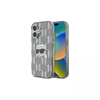 Karl Lagerfeld Capa IML Karl Head Electroplated para iPhone 16 (preta)