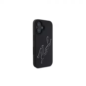Karl Lagerfeld Capa 3D Rubber Bicolor Signature para iPhone 16 (preta)