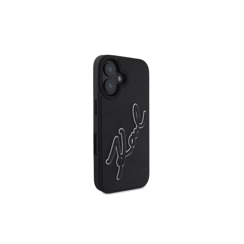 Karl Lagerfeld Capa 3D Rubber Bicolor Signature para iPhone 16 (preta)