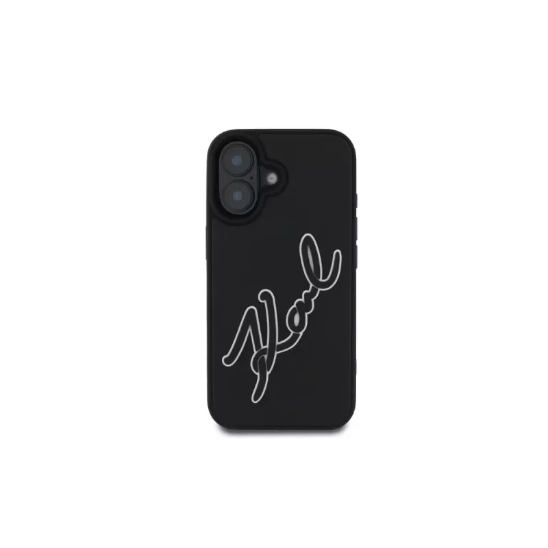 Karl Lagerfeld Capa 3D Rubber Bicolor Signature para iPhone 16 (preta)
