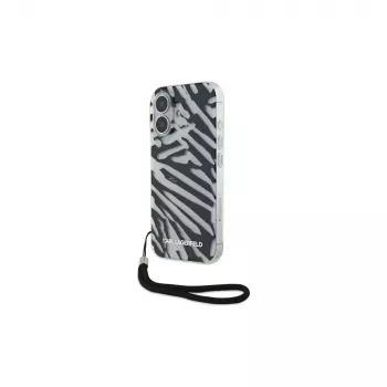 Karl Lagerfeld Capa traseira IML Zebra Pattern & Cord para Apple iPhone 16 - preta