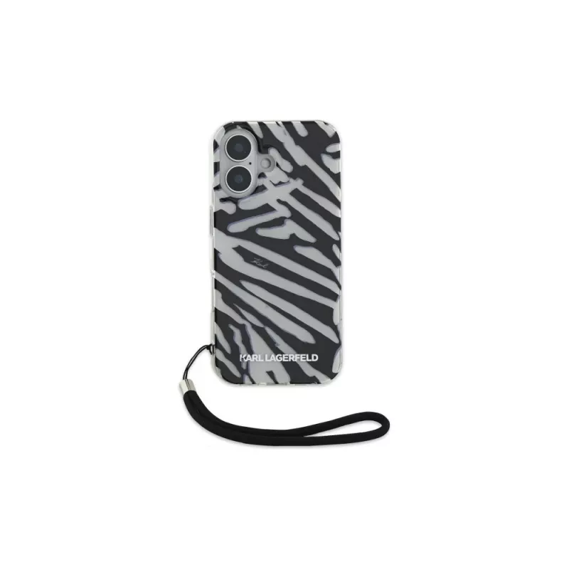 Karl Lagerfeld Capa traseira IML Zebra Pattern & Cord para Apple iPhone 16 - preta