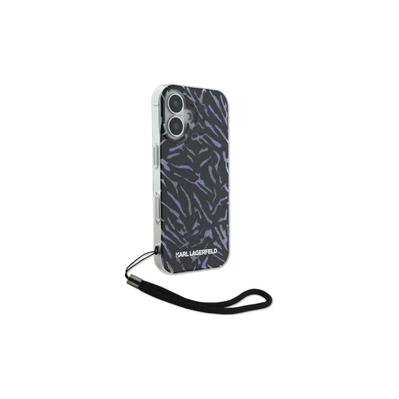 Karl Lagerfeld Capa Zebra With Cord para Apple iPhone 16 - roxa