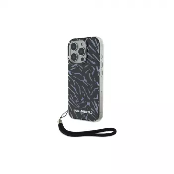 Karl Lagerfeld Capa Zebra With Cord para iPhone 16 Pro, roxa