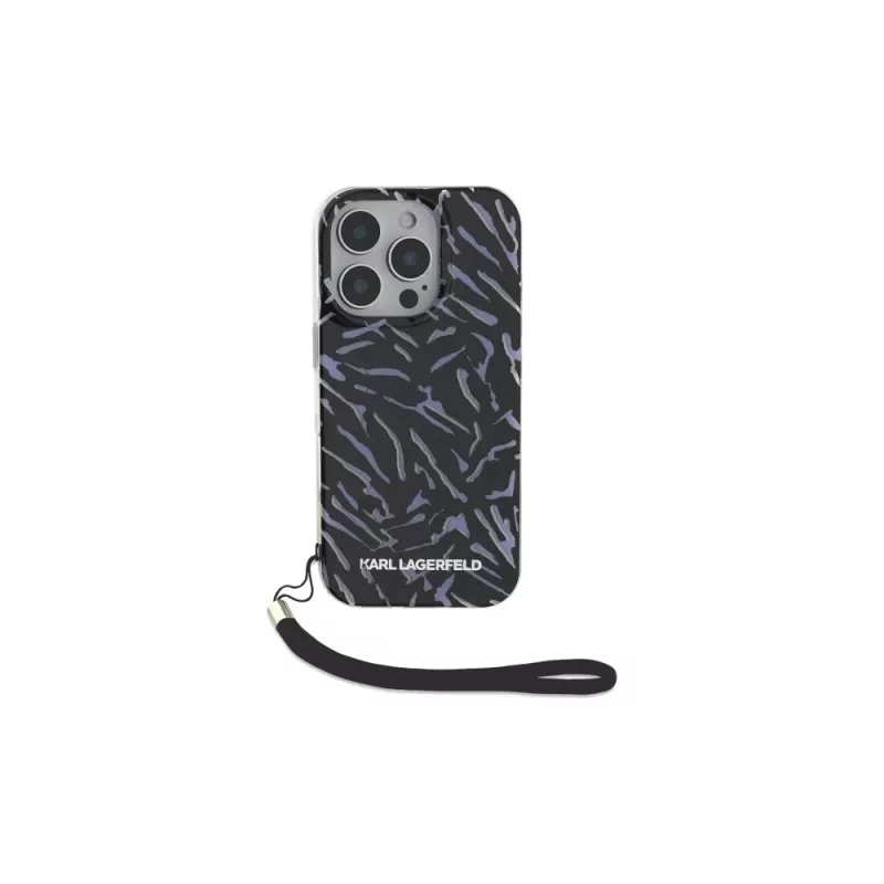 Karl Lagerfeld Capa Zebra With Cord para iPhone 16 Pro, roxa