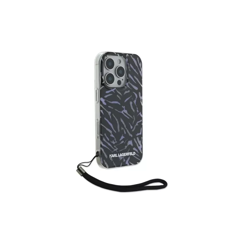 Karl Lagerfeld Capa Zebra With Cord para iPhone 16 Pro, roxa