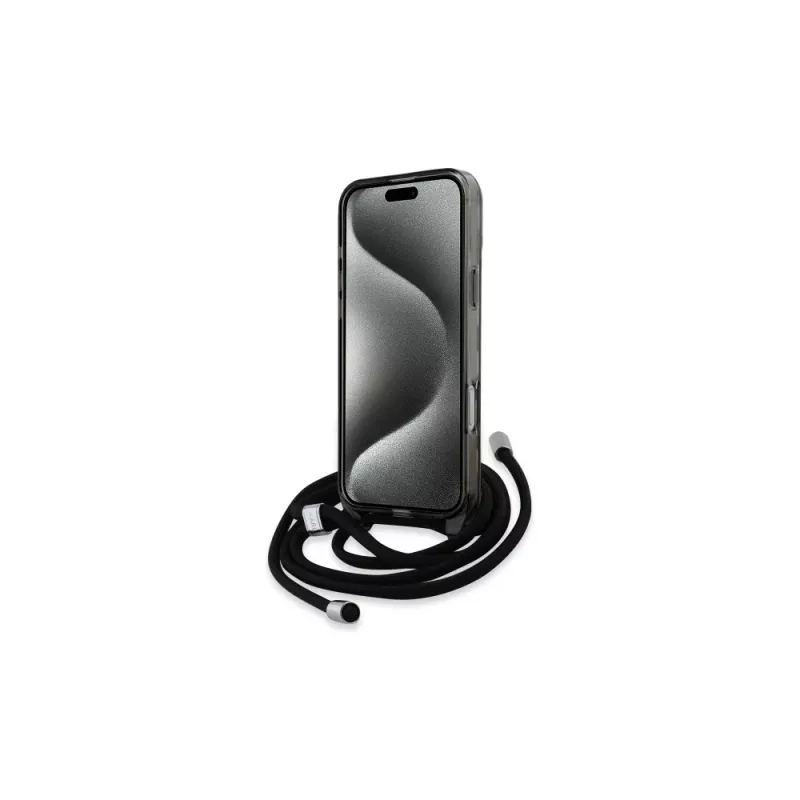 Karl Lagerfeld KLHMP16XHCKCKLCK Capa rígida preta para iPhone 16 Pro Max 6,9 polegadas IML Crossbody Monogram Karl & Choupette Head MagSafe