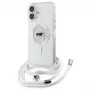 Karl Lagerfeld KLHMP16SHCKHNT Capa rígida transparente para iPhone 16 Crossbody IML Karl Head MagSafe